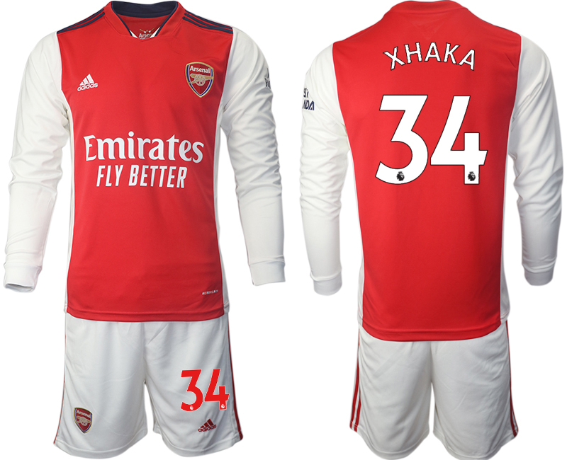 Men 2021-2022 Club Arsenal home red Long Sleeve #34 Soccer Jersey